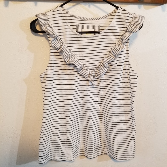 Anthropologie Tops - Maeve Anthropologie Striped Ruffle Tank Top